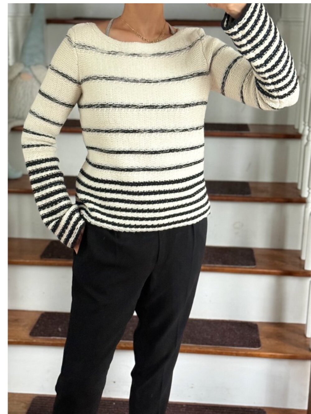 Theory Uneven Stripe Wool Cashmere Sweater